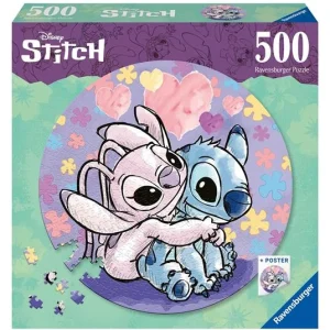 Ravensburger – Puzzle Rotondo Stitch, Round Puzzle 500 Pezzi,