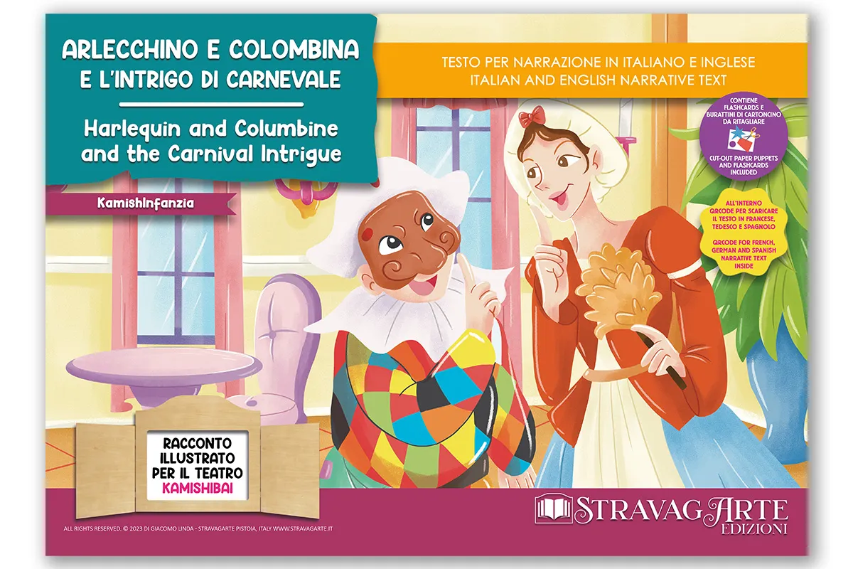 Arlecchino e Colombina e l’Intrigo di Carnevale – storia kamishibai bilingue