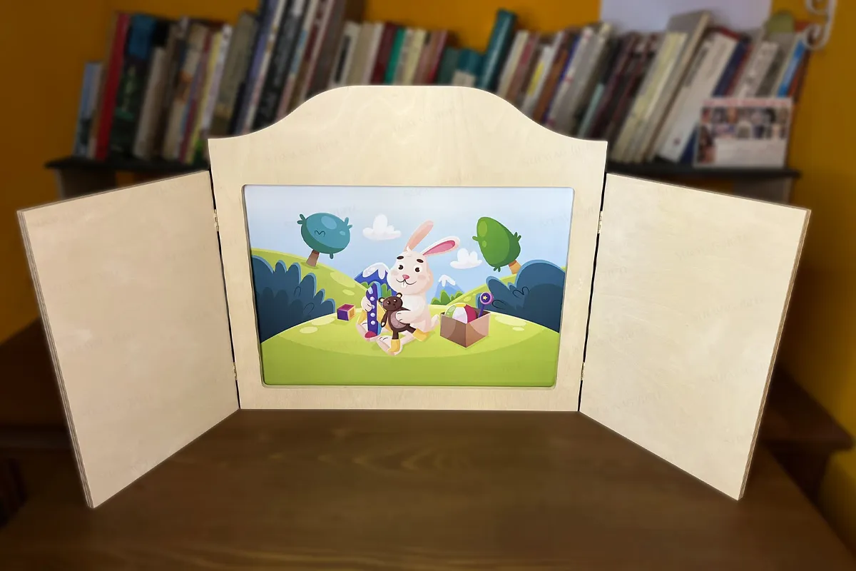 Teatrino Kamishibai in legno non trattato – con manuale illustrato incluso