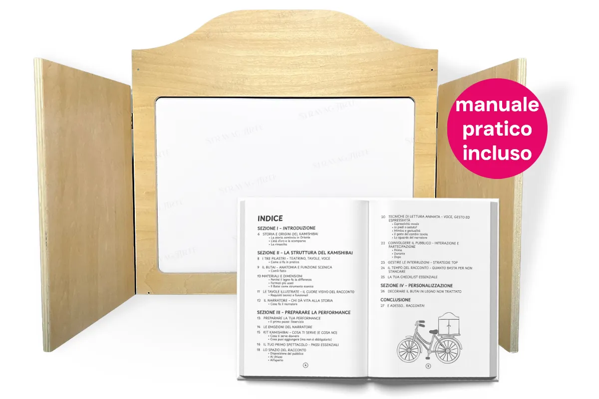 Teatrino Kamishibai in legno non trattato – con manuale illustrato incluso - immagine 5